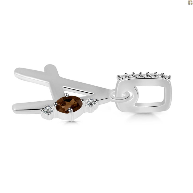 Smoky & White Topaz Alphabet A Pendant