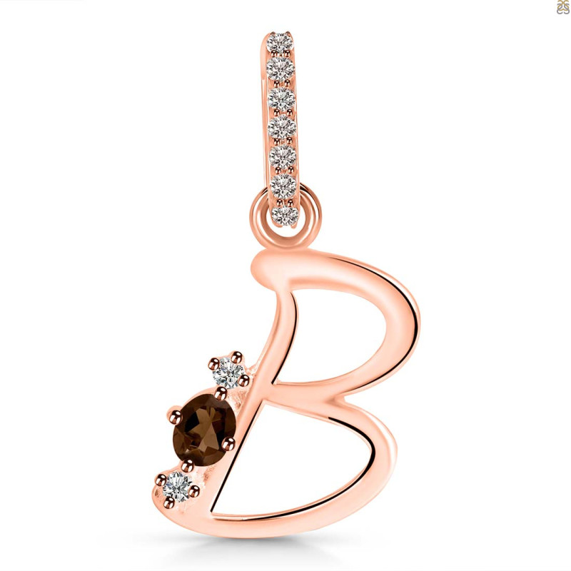 Smoky & White Topaz Alphabet B Pendant SMY-RDA-28.
