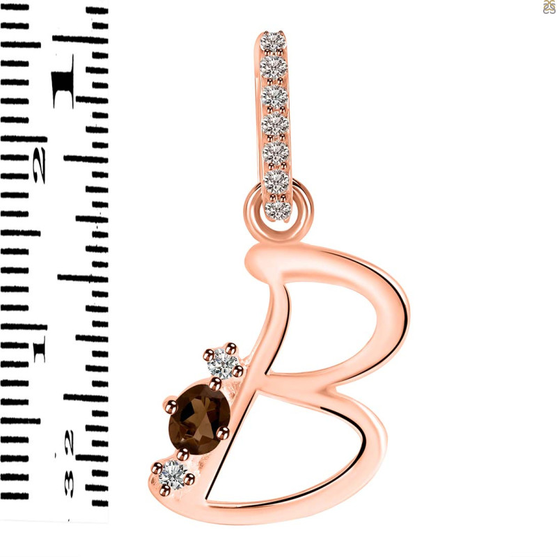 Smoky & White Topaz Alphabet B Pendant SMY-RDA-28.