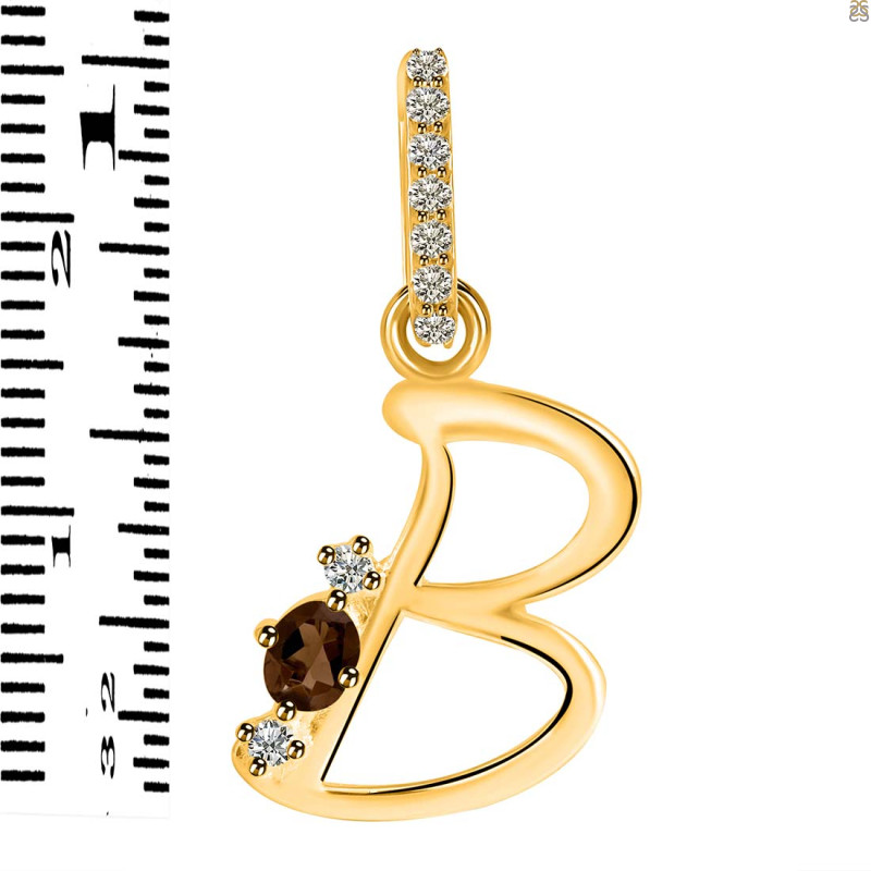 Smoky & White Topaz Alphabet B Pendant SMY-RDA-28.