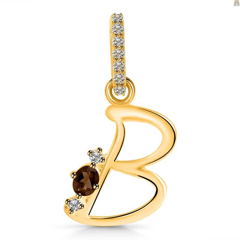 Smoky & White Topaz Alphabet B Pendant SMY-RDA-28.