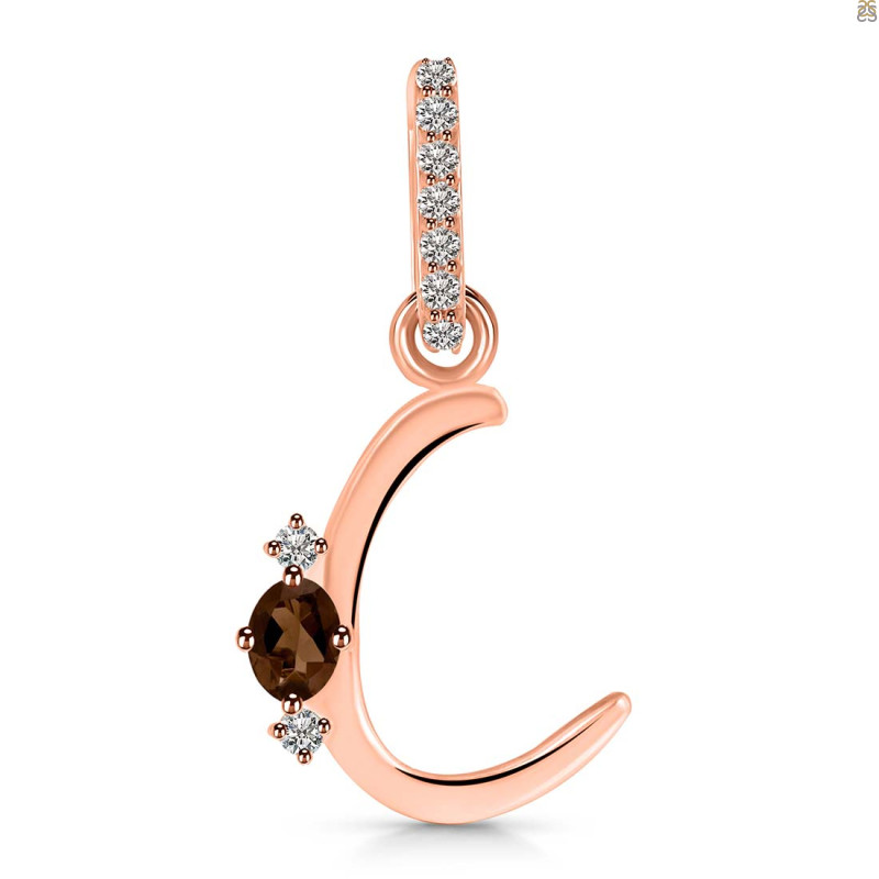 Smoky & White Topaz Alphabet C Pendant SMY-RDA-29.