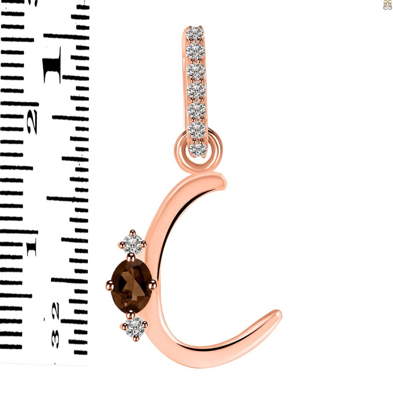Smoky & White Topaz Alphabet C Pendant SMY-RDA-29.