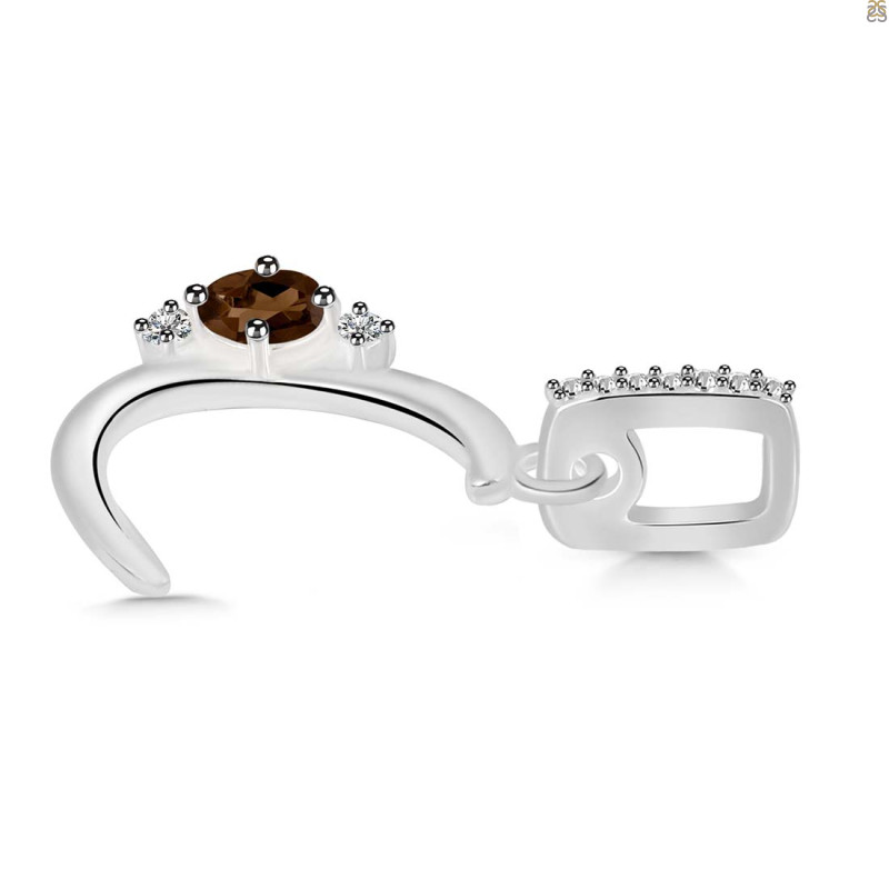 Smoky & White Topaz Alphabet C Pendant