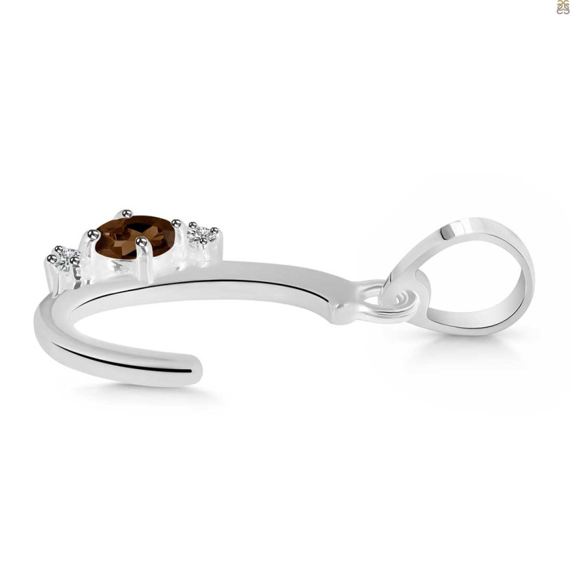 Smoky & White Topaz Alphabet C Pendant