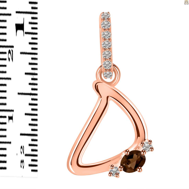 Smoky & White Topaz Alphabet D Pendant SMY-RDA-30.