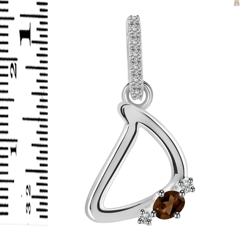 Smoky & White Topaz Alphabet D Pendant SMY-RDA-30.