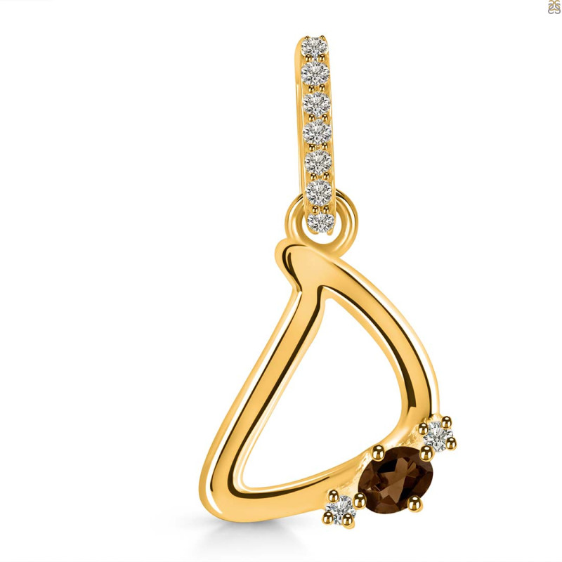 Smoky & White Topaz Alphabet D Pendant SMY-RDA-30.