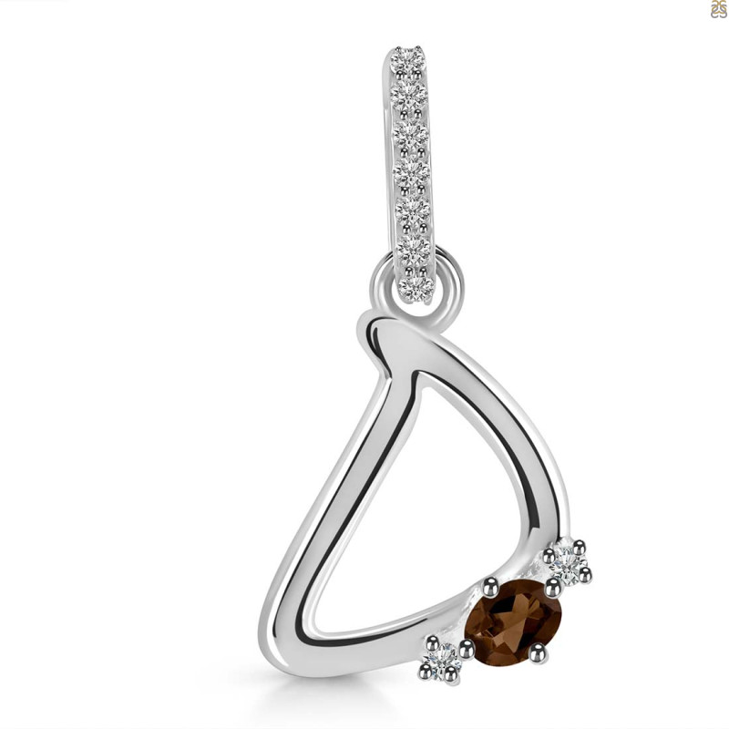 Smoky & White Topaz Alphabet D Pendant SMY-RDA-30.