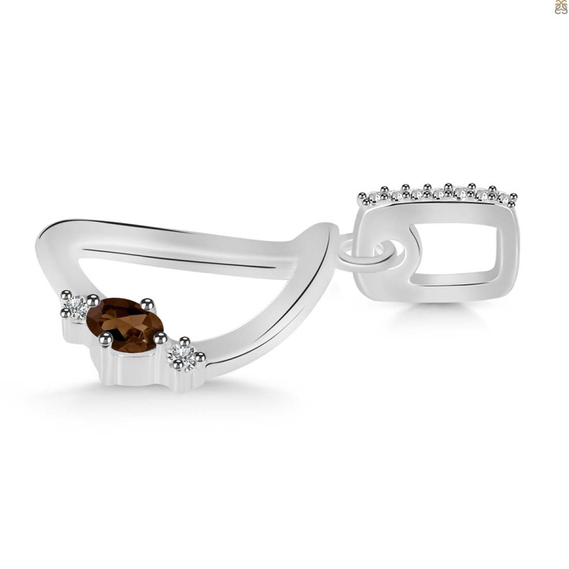 Smoky & White Topaz Alphabet D Pendant