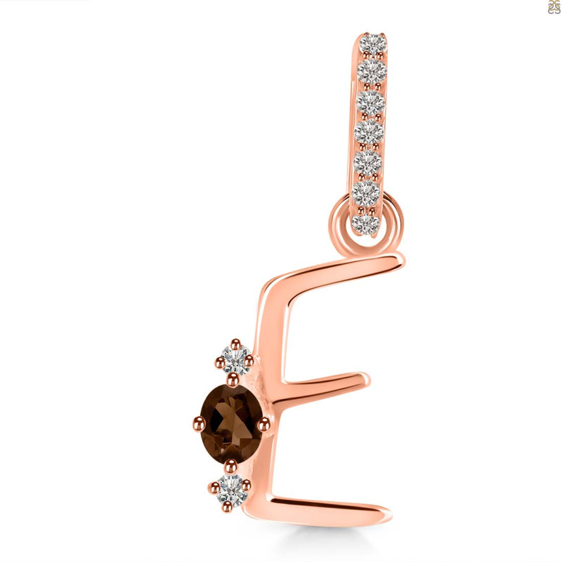Smoky & White Topaz Alphabet E Pendant SMY-RDA-31.