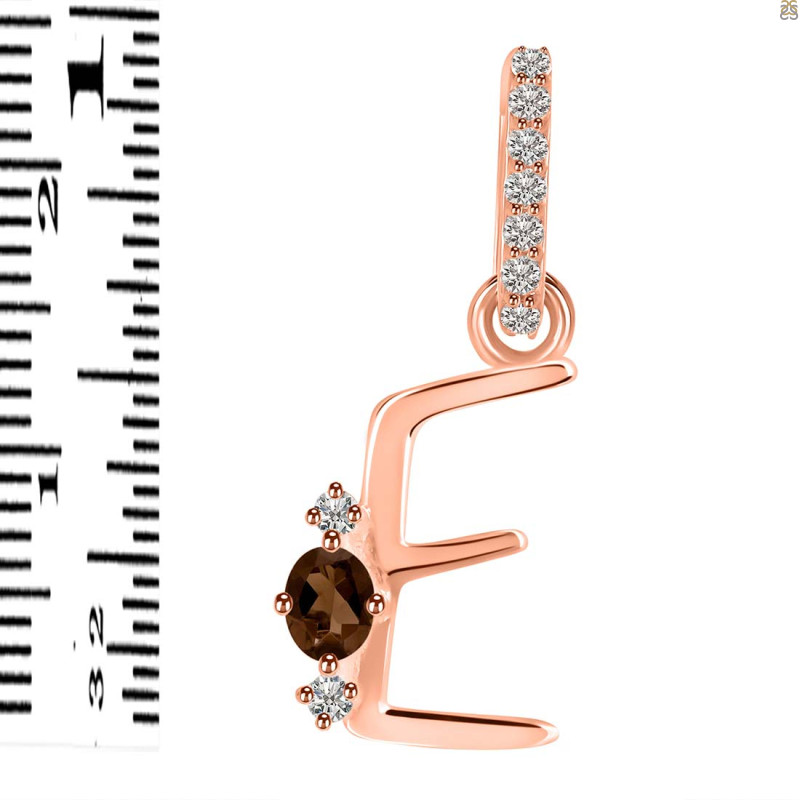 Smoky & White Topaz Alphabet E Pendant SMY-RDA-31.