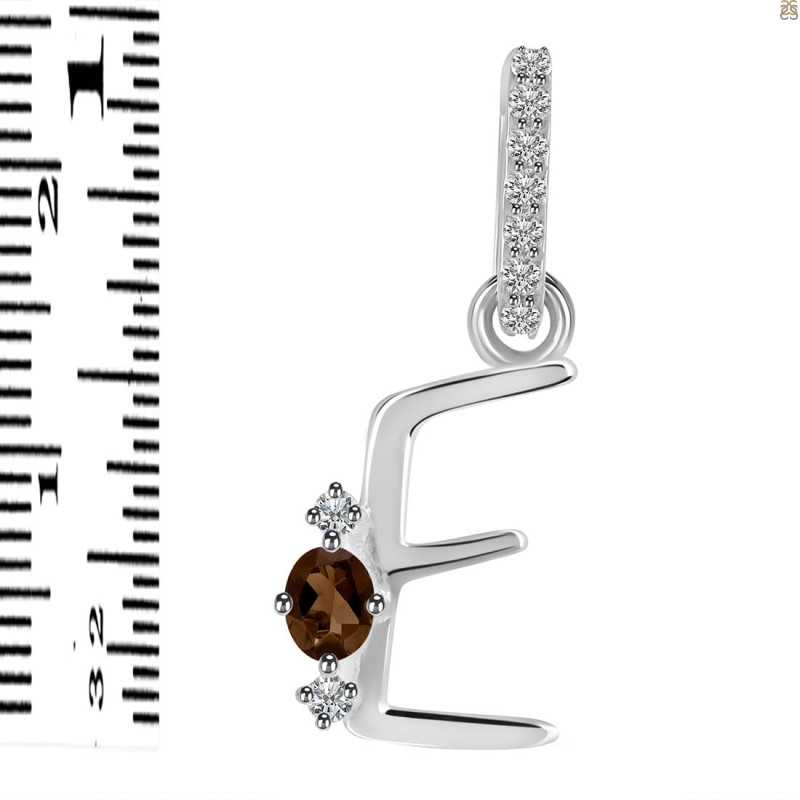 Smoky & White Topaz Alphabet E Pendant SMY-RDA-31.
