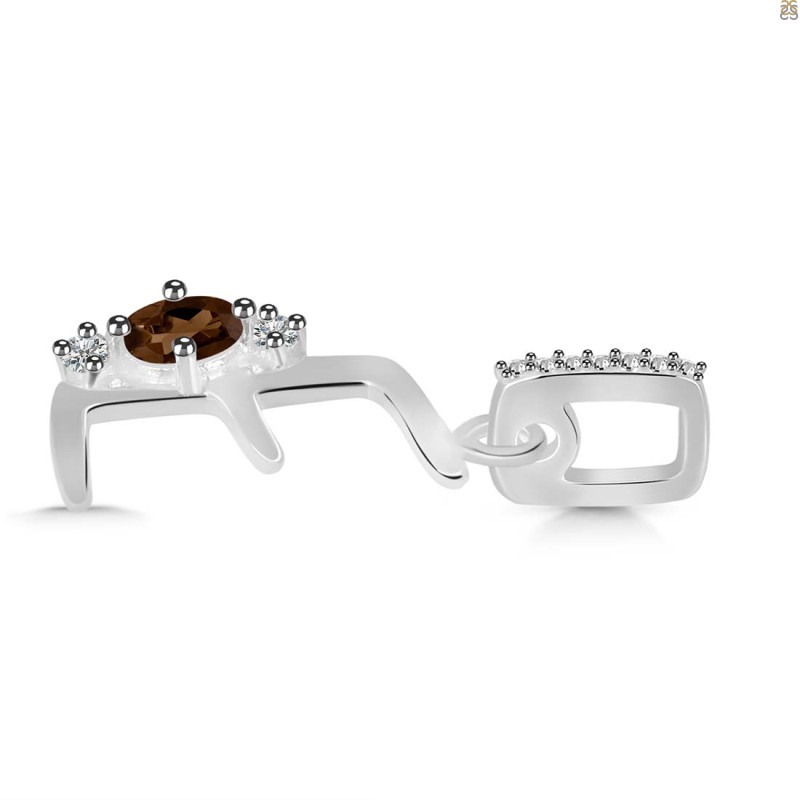 Smoky & White Topaz Alphabet E Pendant