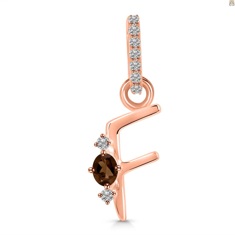 Smoky & White Topaz Alphabet F Pendant SMY-RDA-32.
