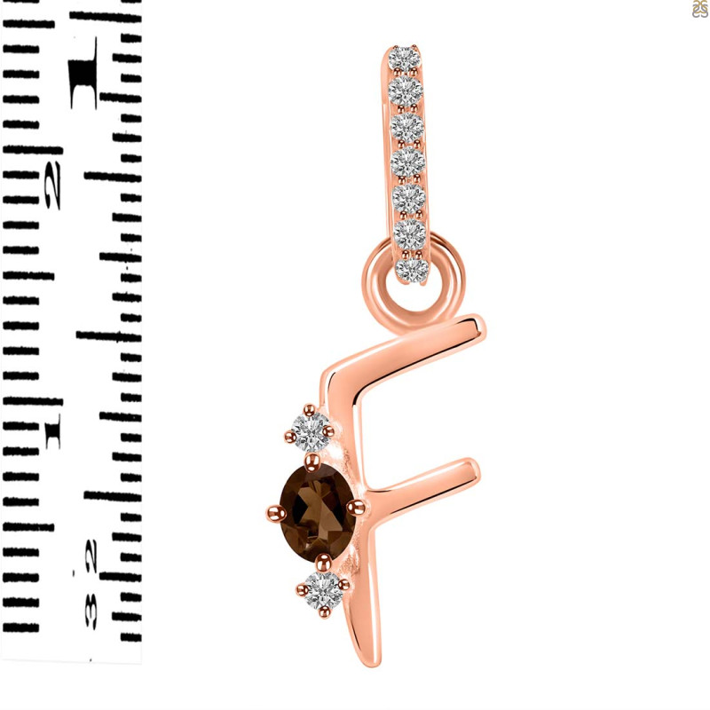 Smoky & White Topaz Alphabet F Pendant SMY-RDA-32.