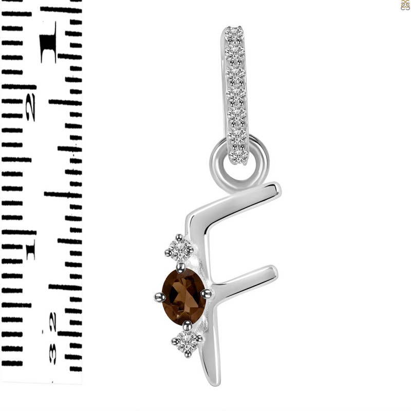 Smoky & White Topaz Alphabet F Pendant SMY-RDA-32.
