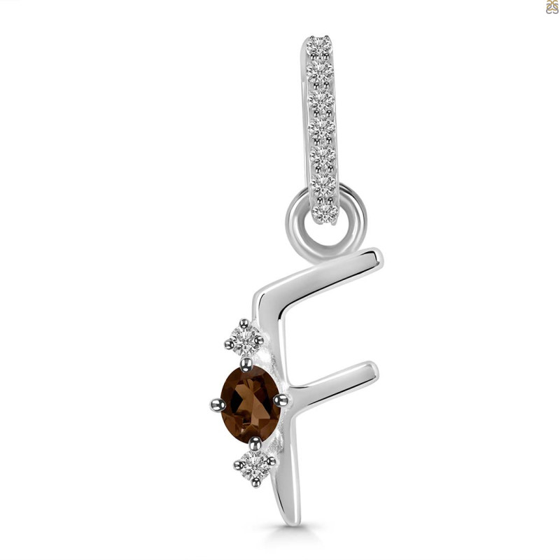 Smoky & White Topaz Alphabet F Pendant SMY-RDA-32.