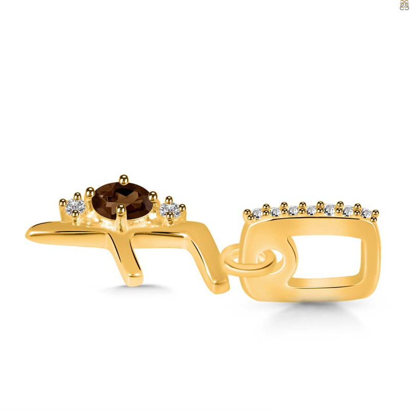 Smoky & White Topaz Alphabet F Pendant SMY-RDA-32.