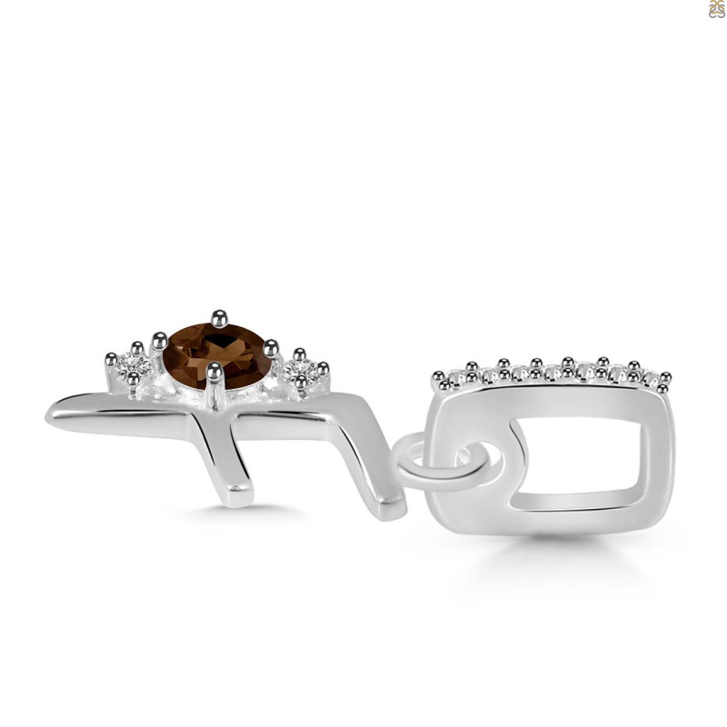 Smoky & White Topaz Alphabet F Pendant