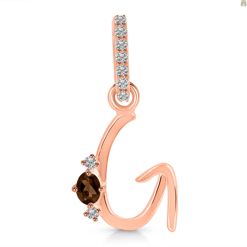 Smoky & White Topaz Alphabet G Pendant SMY-RDA-33.