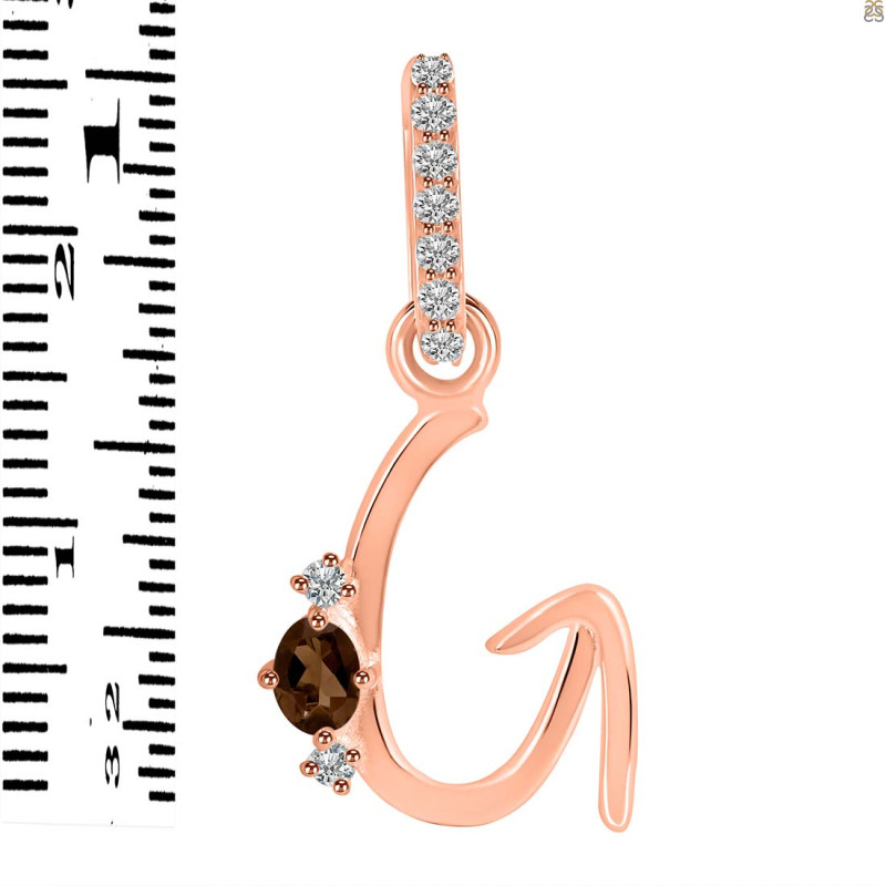 Smoky & White Topaz Alphabet G Pendant SMY-RDA-33.