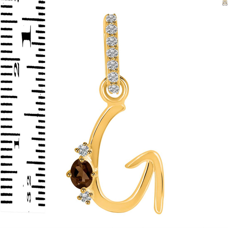 Smoky & White Topaz Alphabet G Pendant SMY-RDA-33.