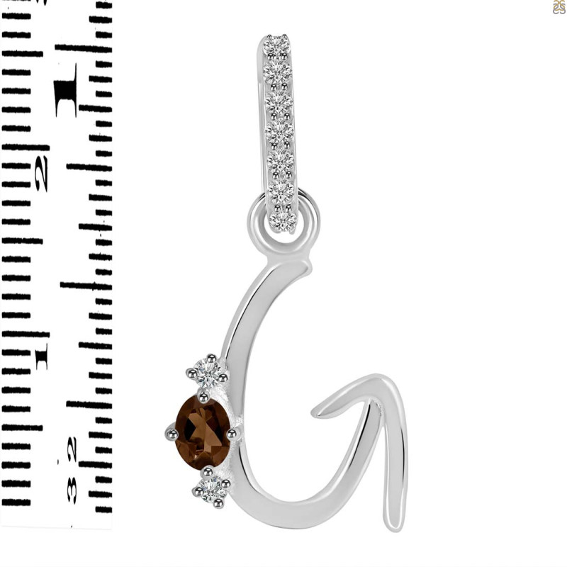 Smoky & White Topaz Alphabet G Pendant SMY-RDA-33.