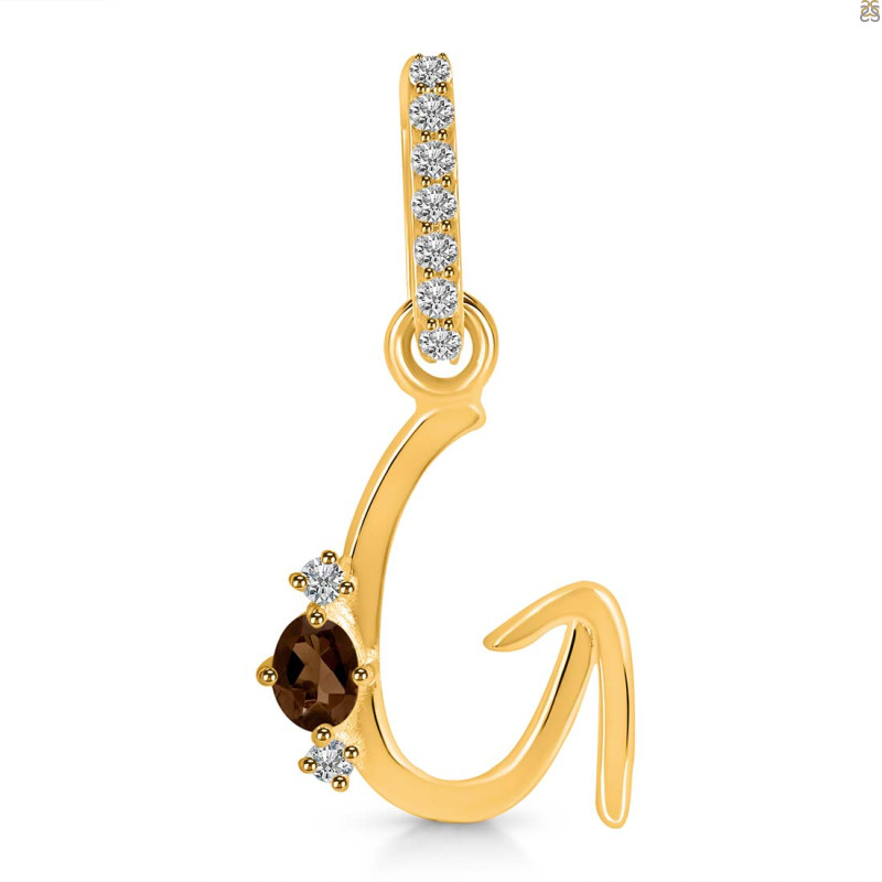 Smoky & White Topaz Alphabet G Pendant SMY-RDA-33.