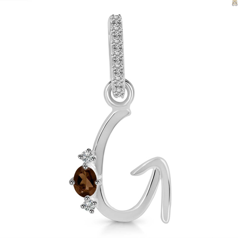 Smoky & White Topaz Alphabet G Pendant SMY-RDA-33.