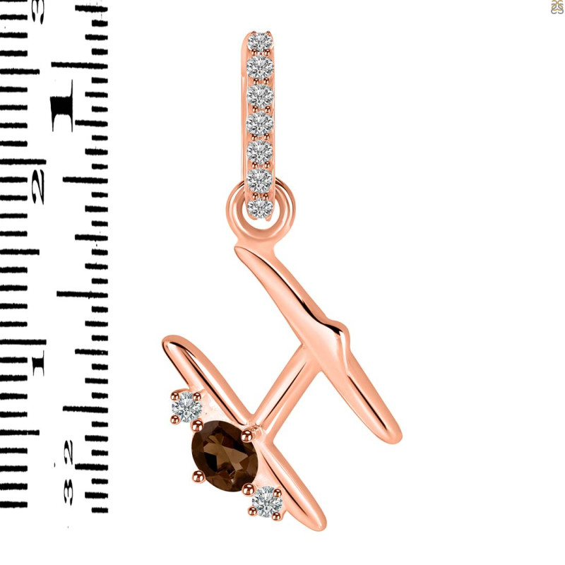 Smoky & White Topaz Alphabet H Pendant SMY-RDA-34.