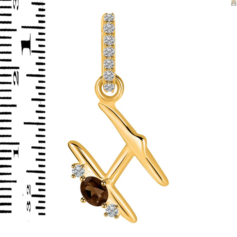 Smoky & White Topaz Alphabet H Pendant SMY-RDA-34.