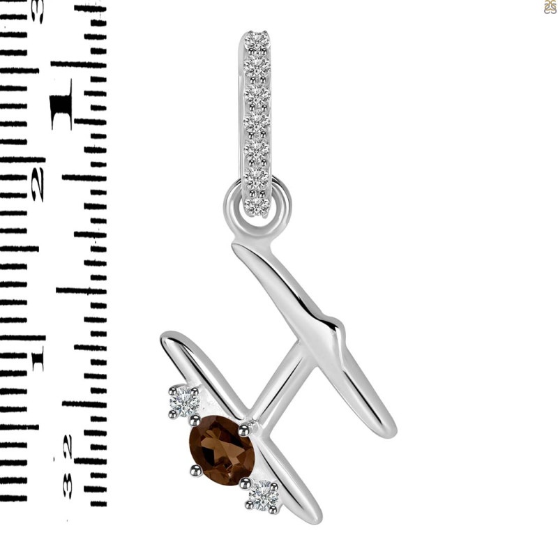 Smoky & White Topaz Alphabet H Pendant SMY-RDA-34.