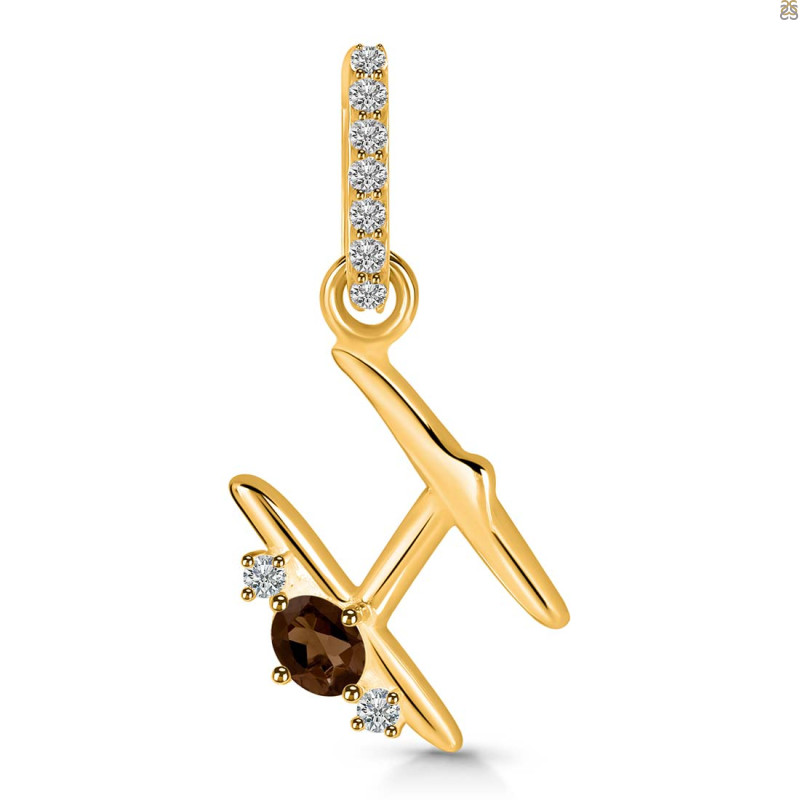 Smoky & White Topaz Alphabet H Pendant SMY-RDA-34.