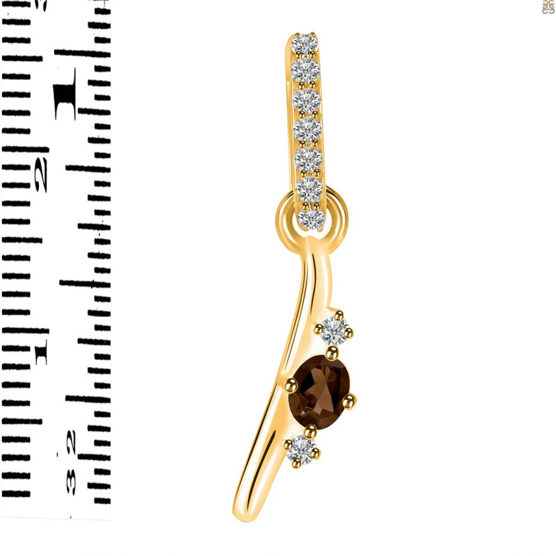 Smoky & White Topaz Alphabet I Pendant SMY-RDA-35.