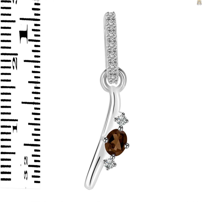 Smoky & White Topaz Alphabet I Pendant SMY-RDA-35.