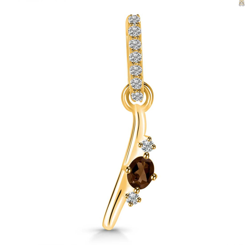Smoky & White Topaz Alphabet I Pendant SMY-RDA-35.