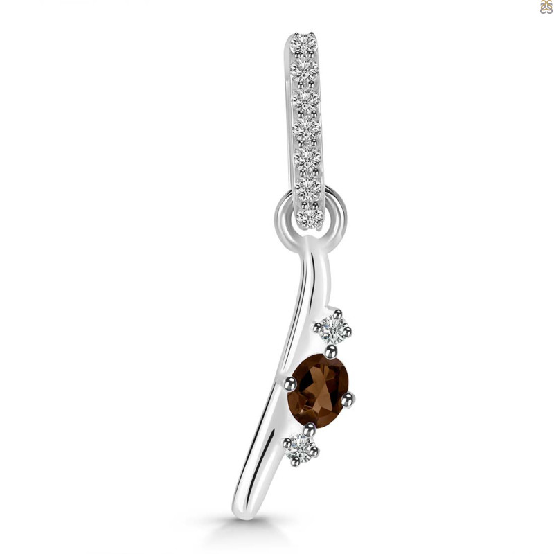 Smoky & White Topaz Alphabet I Pendant SMY-RDA-35.
