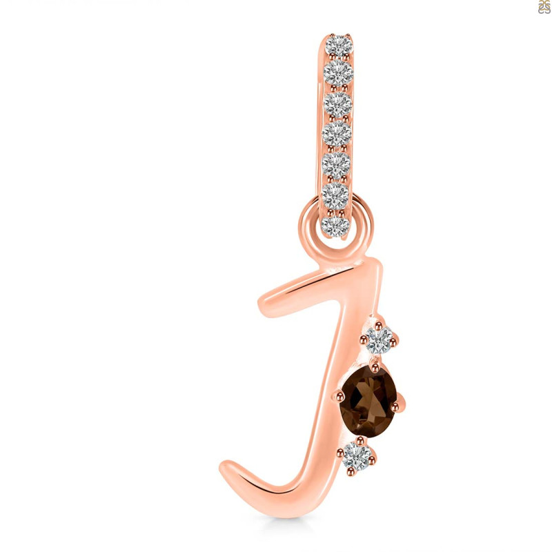 Smoky & White Topaz Alphabet J Pendant SMY-RDA-36.