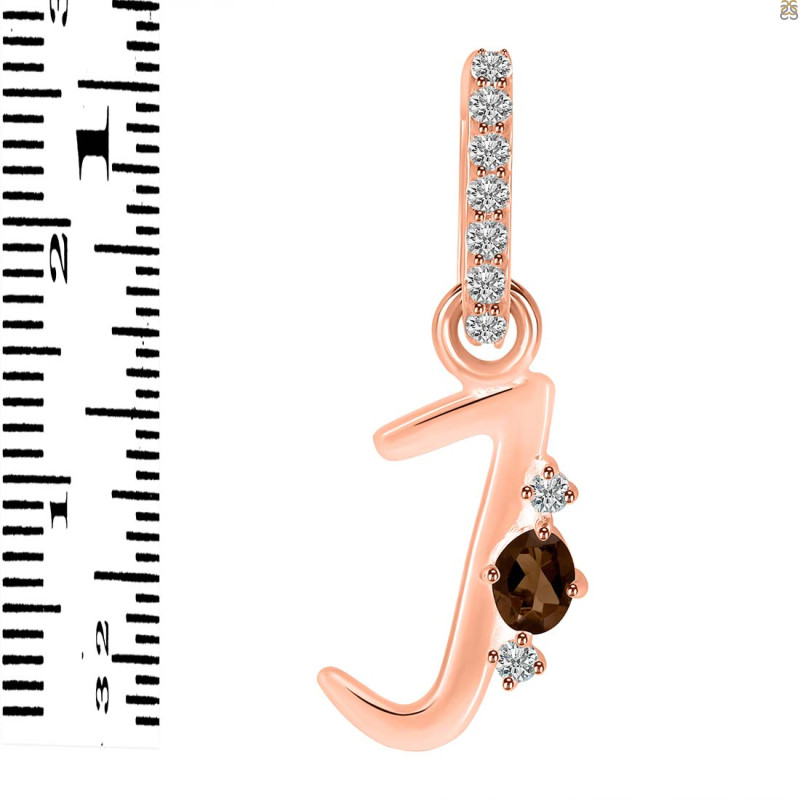 Smoky & White Topaz Alphabet J Pendant SMY-RDA-36.
