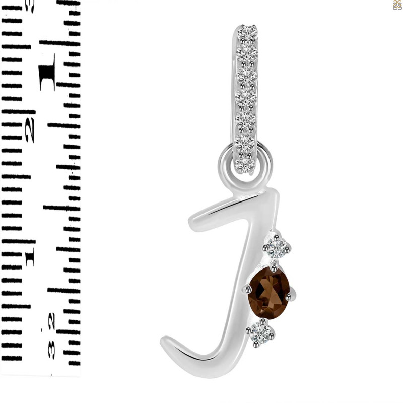 Smoky & White Topaz Alphabet J Pendant SMY-RDA-36.