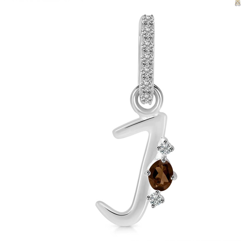 Smoky & White Topaz Alphabet J Pendant SMY-RDA-36.