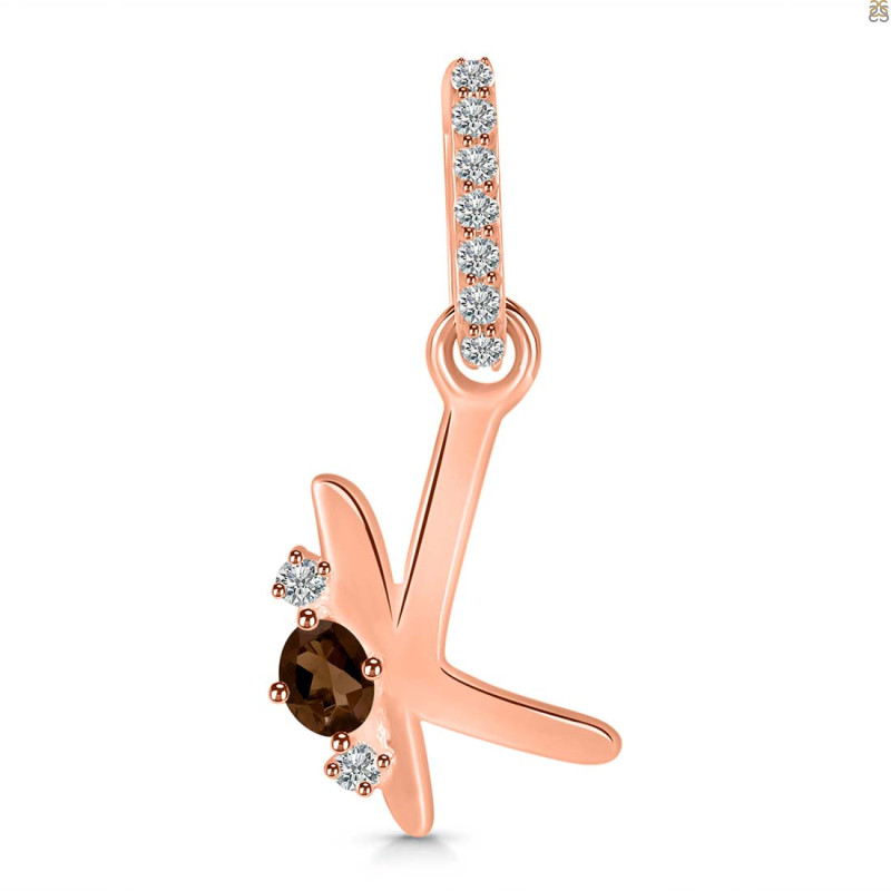 Smoky & White Topaz Alphabet K Pendant SMY-RDA-37.