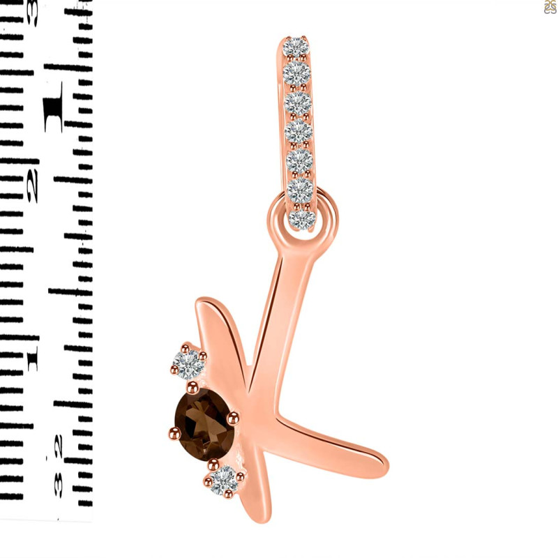 Smoky & White Topaz Alphabet K Pendant SMY-RDA-37.