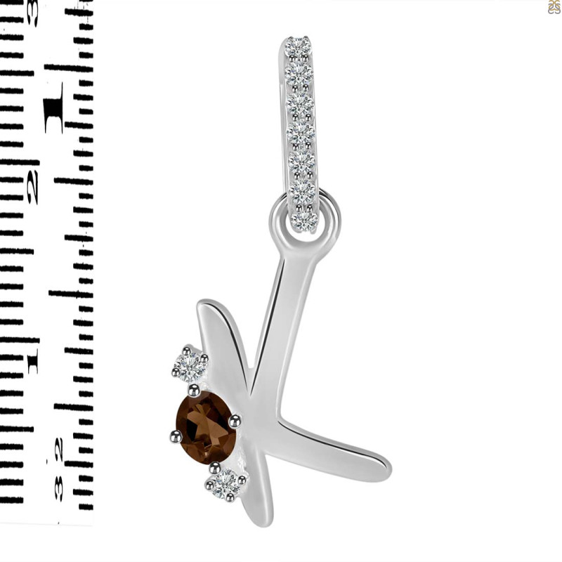 Smoky & White Topaz Alphabet K Pendant SMY-RDA-37.