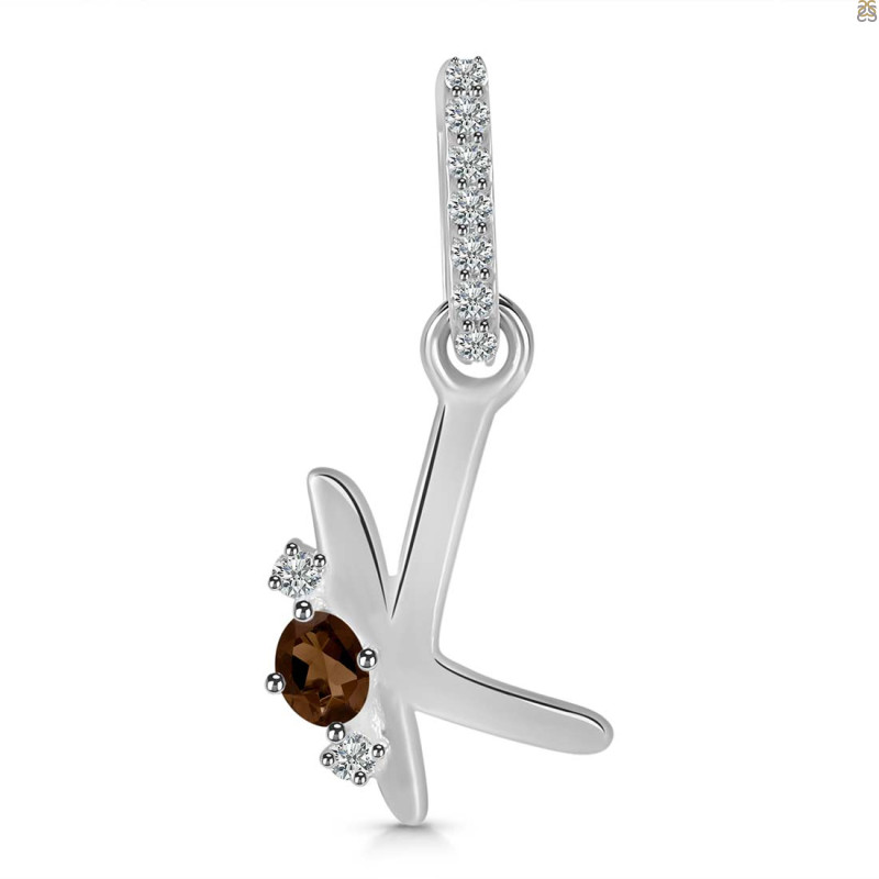 Smoky & White Topaz Alphabet K Pendant SMY-RDA-37.
