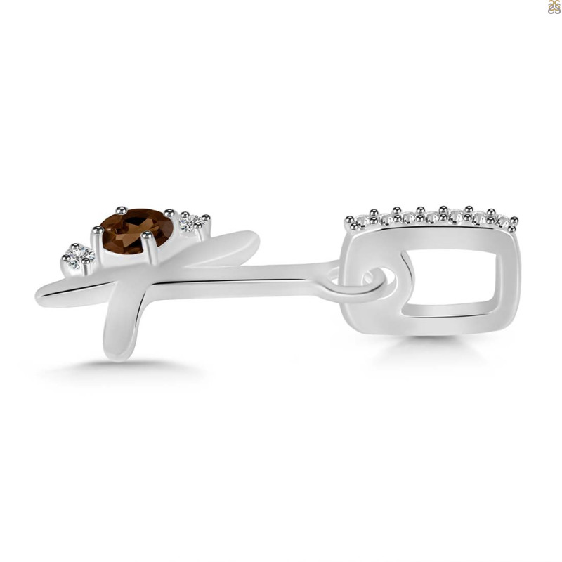Smoky & White Topaz Alphabet K Pendant