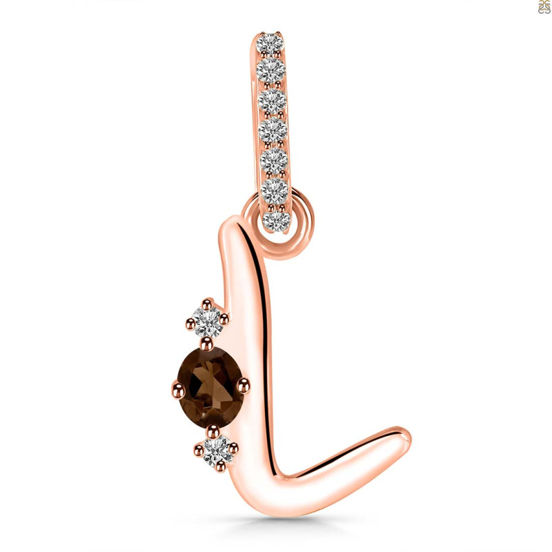 Smoky & White Topaz Alphabet L Pendant SMY-RDA-38.
