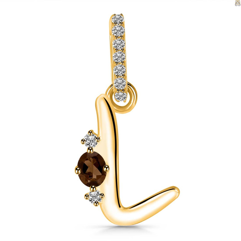 Smoky & White Topaz Alphabet L Pendant SMY-RDA-38.