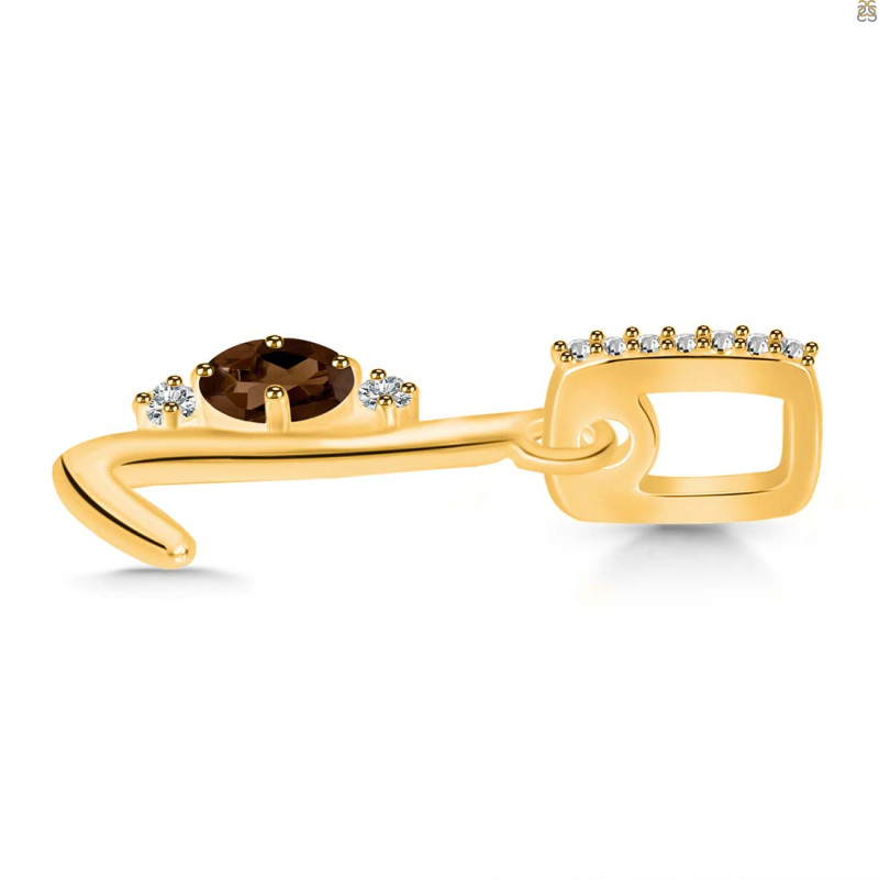 Smoky & White Topaz Alphabet L Pendant SMY-RDA-38.